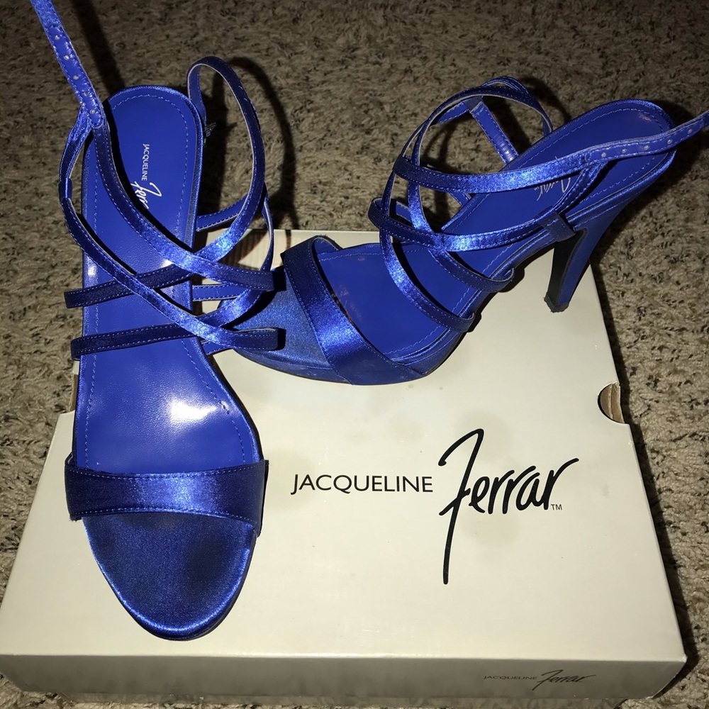 Blue straps heels, size 8